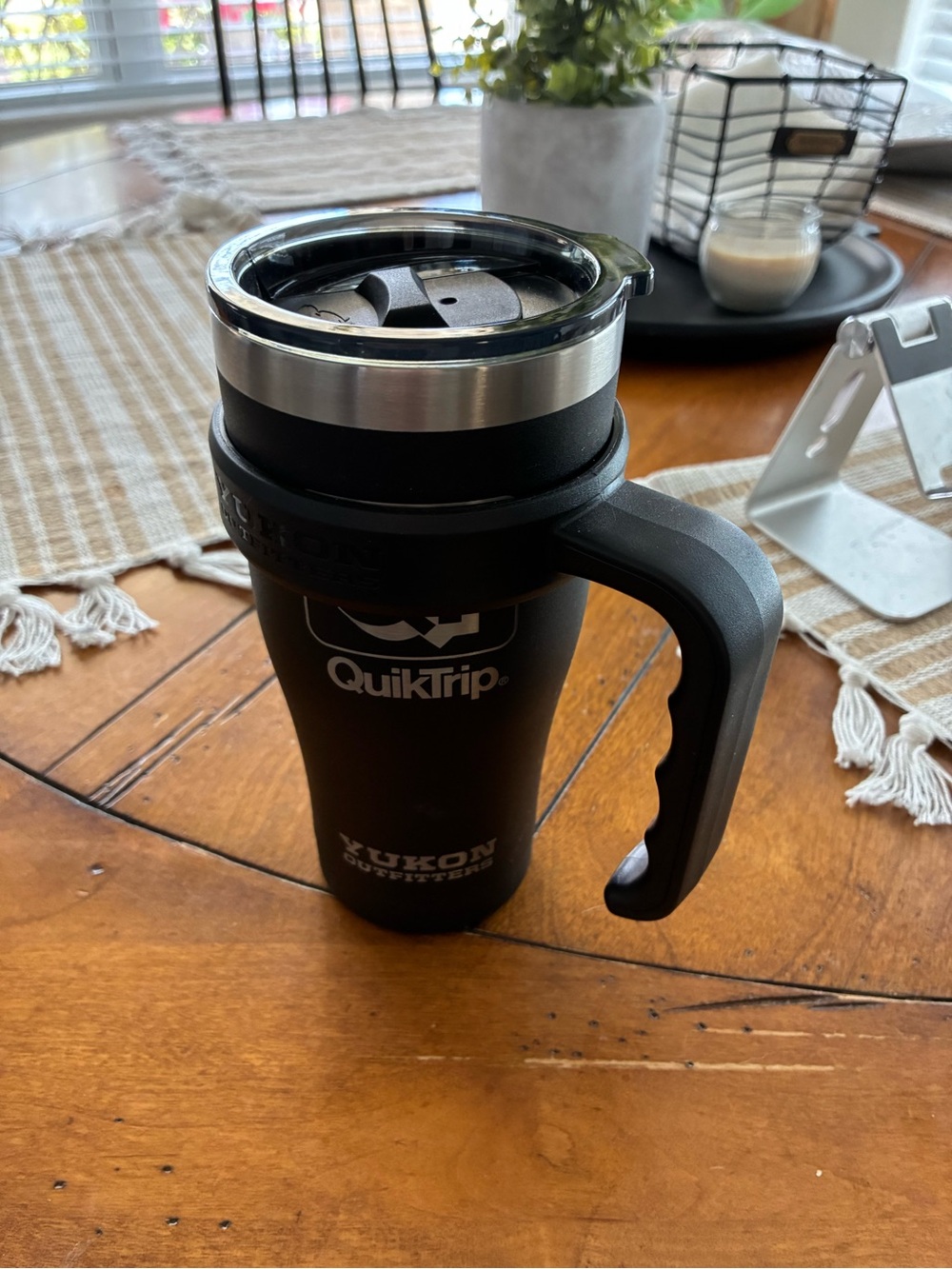Black Insulated Travel Mug with Handle